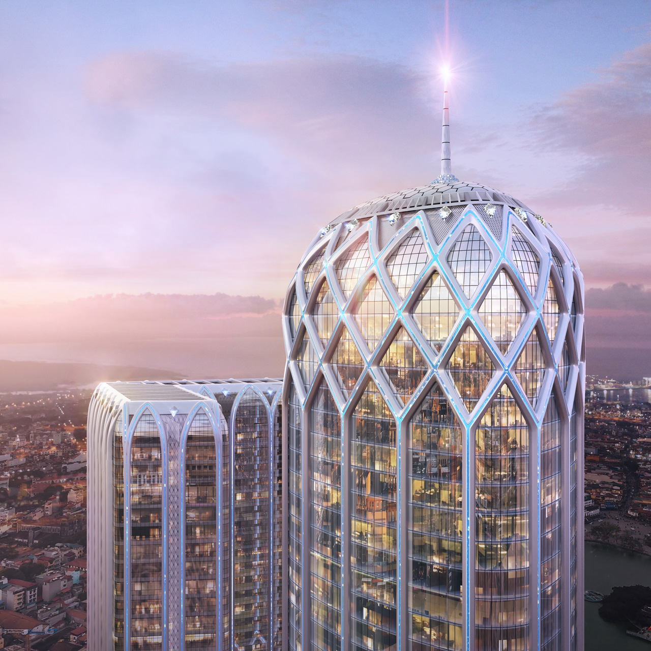 Phối cảnh minh họa kiến trúc bên ngoài dự án Diamond Crown Hai Phong.